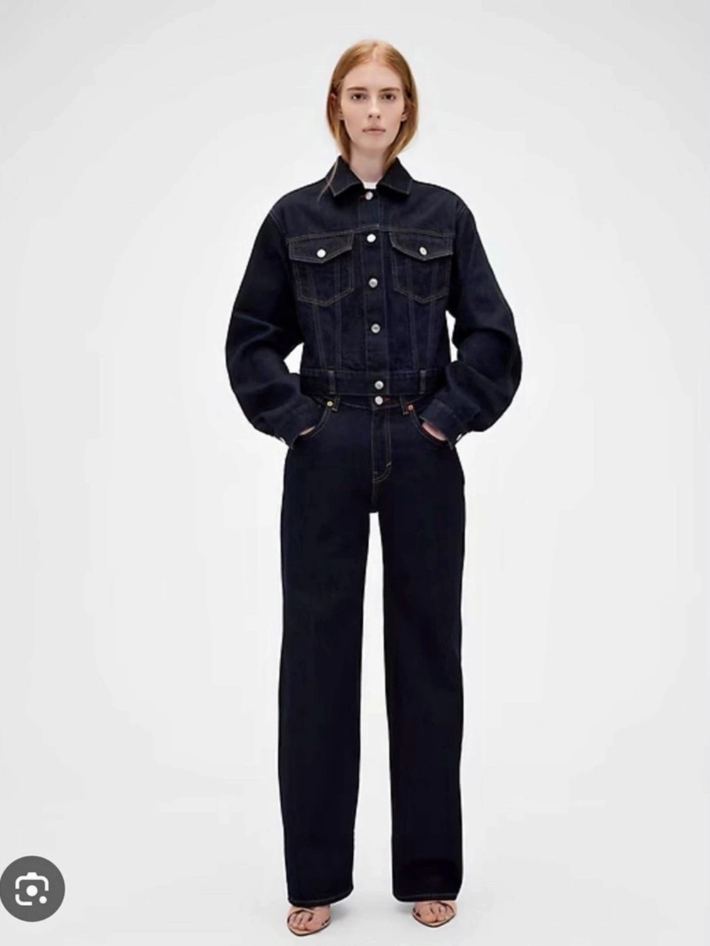 Gap Victoria Beckham dark wash denim set size 27 (4) and medium jacket